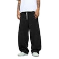thumbnail image 2 of Men’s Baggy Sweatpants Fashion for All Season - with Elastic Drawstring Waist, Deep Pockets - Casual Loose Joggers Black S, 2 of 6