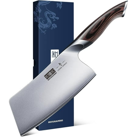 Cleaver Knife 7 Inch, Ultra Sharp Japanese High Carbon Steel Vegetable Meat Cleaver, Multifunction Chopper Butcher Knife for Home Kitchen and Restaurant
