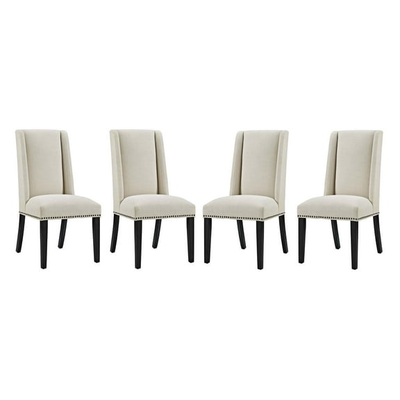 Modern Contemporary Urban Design Dining Kitchen Room Side Chair, Set of Four, Fabric, Beige