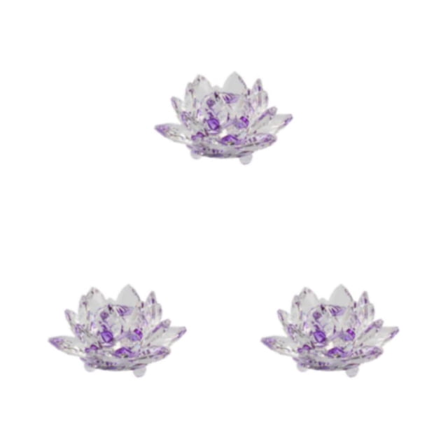 Billuyoard Cristal Cristal Flor de loto Minerales Pisapapeles Cristales Flores Colección decorativa Figuras para el hogar Púrpura Type1 NO1