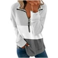 thumbnail image 2 of ZKCCNUK Fashi Women Casual Zipper Lg Sleeve Ptachword Pullove Turn-Down Collar Top Sweatshirt, 2 of 8