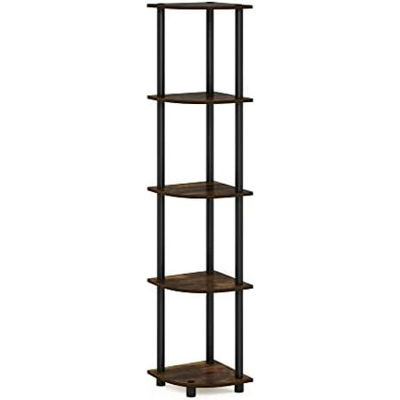 TURN-N-TUBE Corner Shelf, 5-Tier Corner Bookshelf, Open Storage Shelves, for Organization and Storage, Living Room, Home Office, Garage, Bedroom, Amber Pine