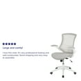 thumbnail image 2 of Mid-Back Light Gray Mesh Swivel Ergonomic Task Office Chair with White Frame and Flip-Up Arms, 2 of 9