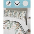 thumbnail image 4 of Green Brown Botanical Summer Quilt Set Full Size, Soft Microfiber Quilted Bedding Set with 2 Pillow Shams, Farmhouse Eucalyptus Leaves Lightweight All Season Bedspread Coverlet for Bedroom 78"x90", 4 of 6