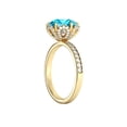 thumbnail image 2 of 2.50 ctw Blue Topaz Ring with Diamonds 14K Yellow Gold Flower Vintage Halo, 2 of 6