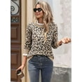 thumbnail image 6 of Leopard Print Sweater for Women Cheetah Sweaters Knit Fall Clothes Long Sleeve Sweater Khaki M, 6 of 9