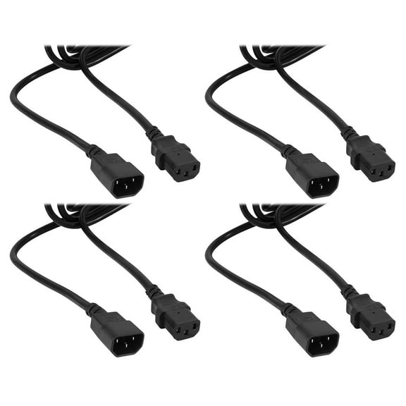 (4) Rockville RCN16-10 Foot IEC Male to Female Power Link Cables For Lights