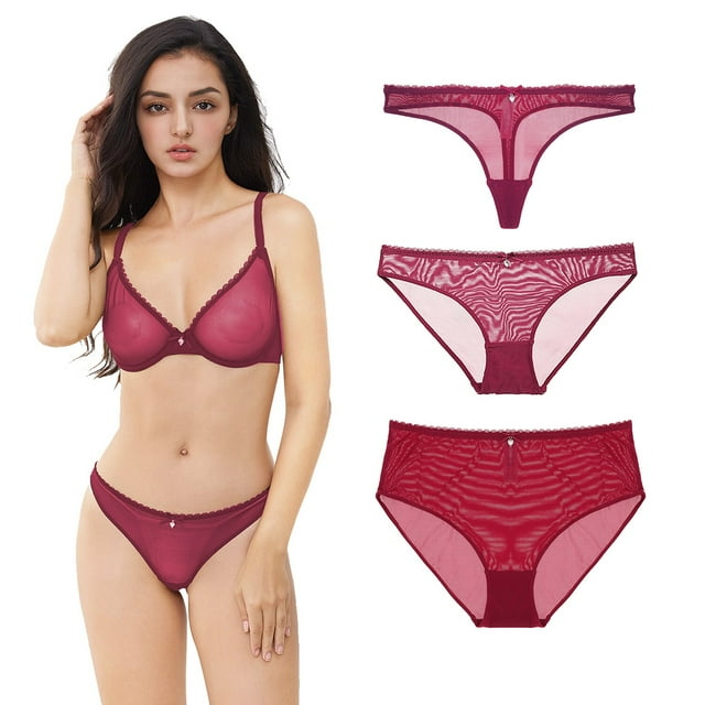 Culottes String Transparentes pour Femmes Taille Haute Lot de 4