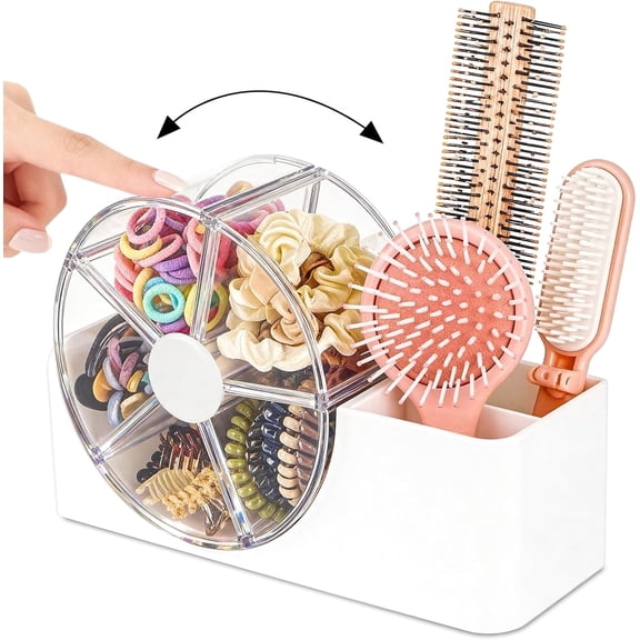 Hair Accessories Organizer, White Cute Acrylic Organizers and Storage for Tile, Clip, Earring, Ring Vanity Accessories