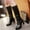 Black, variant on Tejiojio Clearance Women Shoes High Heel Casual Winter Fashion Solid Color Pointed Knee High Boots
