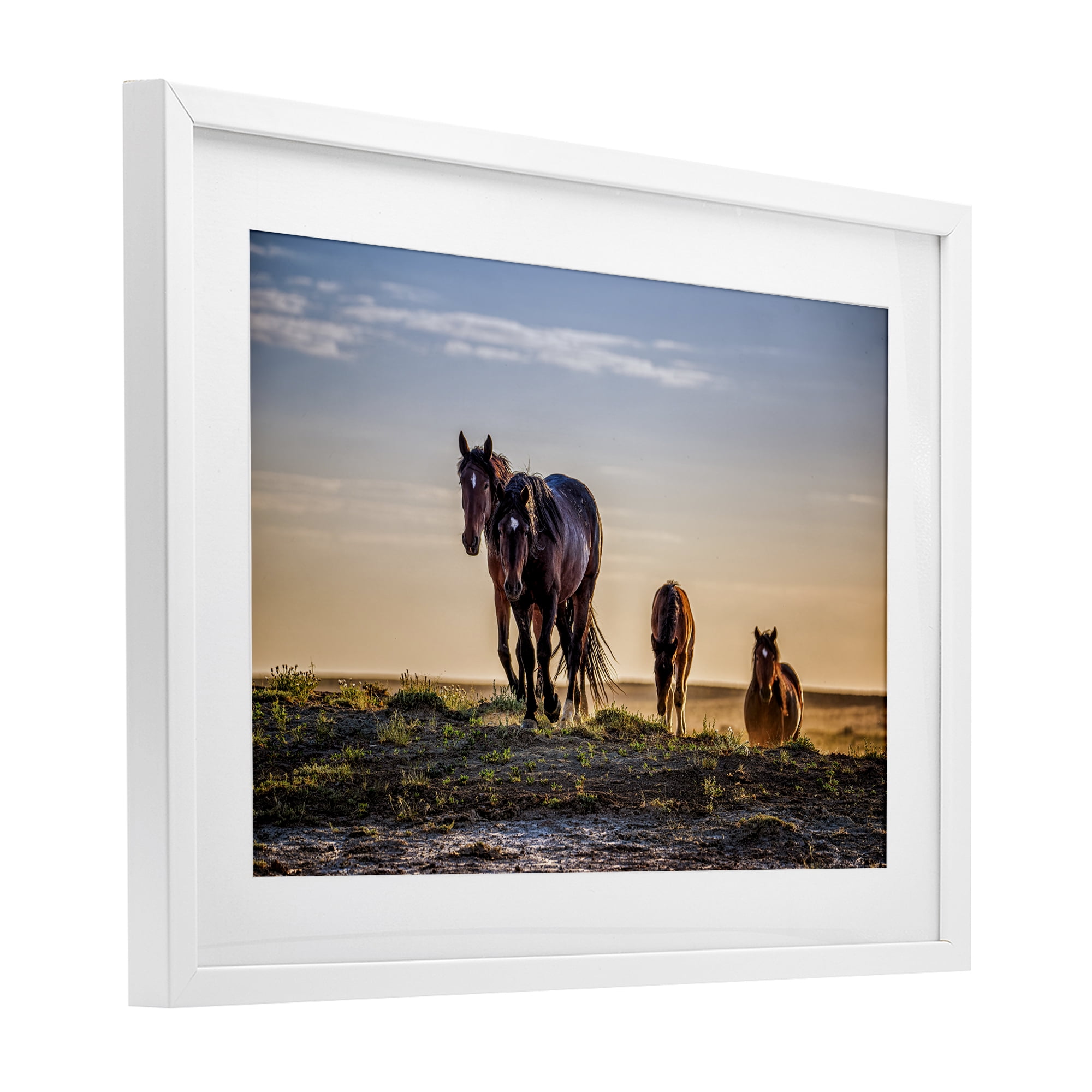 Stupell Industries Horses Coming Home White Framed Print Under Glass, design by Tim West