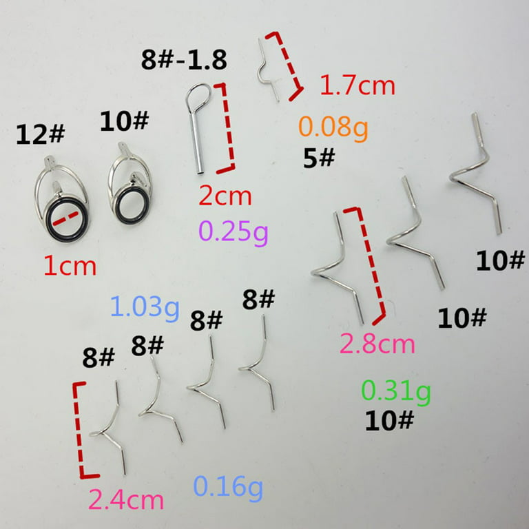 11Pcs Fly Fishing Rod Guide Eye Set Guide Ring Guide Tip Hook Rod Repair  Kit 