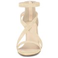 thumbnail image 2 of Sandalias de Tacón de aguja Allegra K con Correa de Tobillo Cremallera para Mujeres Beige 39, 2 of 6