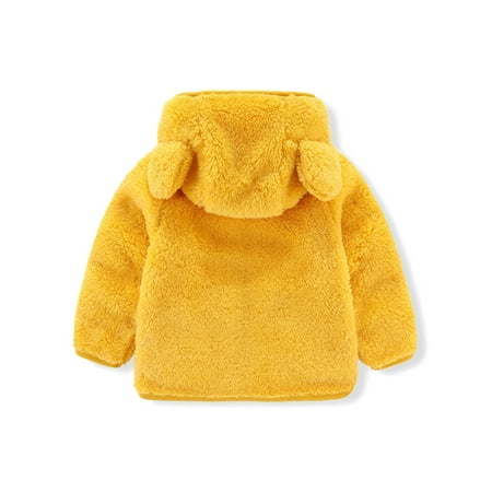 

kpoplk Baby Coats Jackets & Vests Baby Boys Sherpa Lined Puffer Jacket Warm Winter Coat with Mini Trim Hood for Infants Toddler(Yellow)