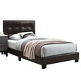 thumbnail image 1 of Poundex Twin Faux Leather Bed Frame with Slats, Brown, 1 of 9