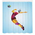 thumbnail image 3 of Ambesonne Volleyball Shower Curtain, Colorful Modern Player, 69"Wx70"L, Pale Blue and Multicolor, 3 of 5