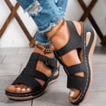 thumbnail image 4 of IEMIEMIEM Women's Wedge Orthopedic Sandals Comfortable Open Toe Summer Sandals Comfortable Hollow Out Sandal with Arch Support Black 7.5 Wide, 4 of 7