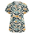 thumbnail image 2 of SAATLERI Plus Size Scrubs for Women Fashion Short Sleeve V-Neck Cute Floral Print Medical Uniforms Scrub Tops Shirt with Pockets, 2 of 5