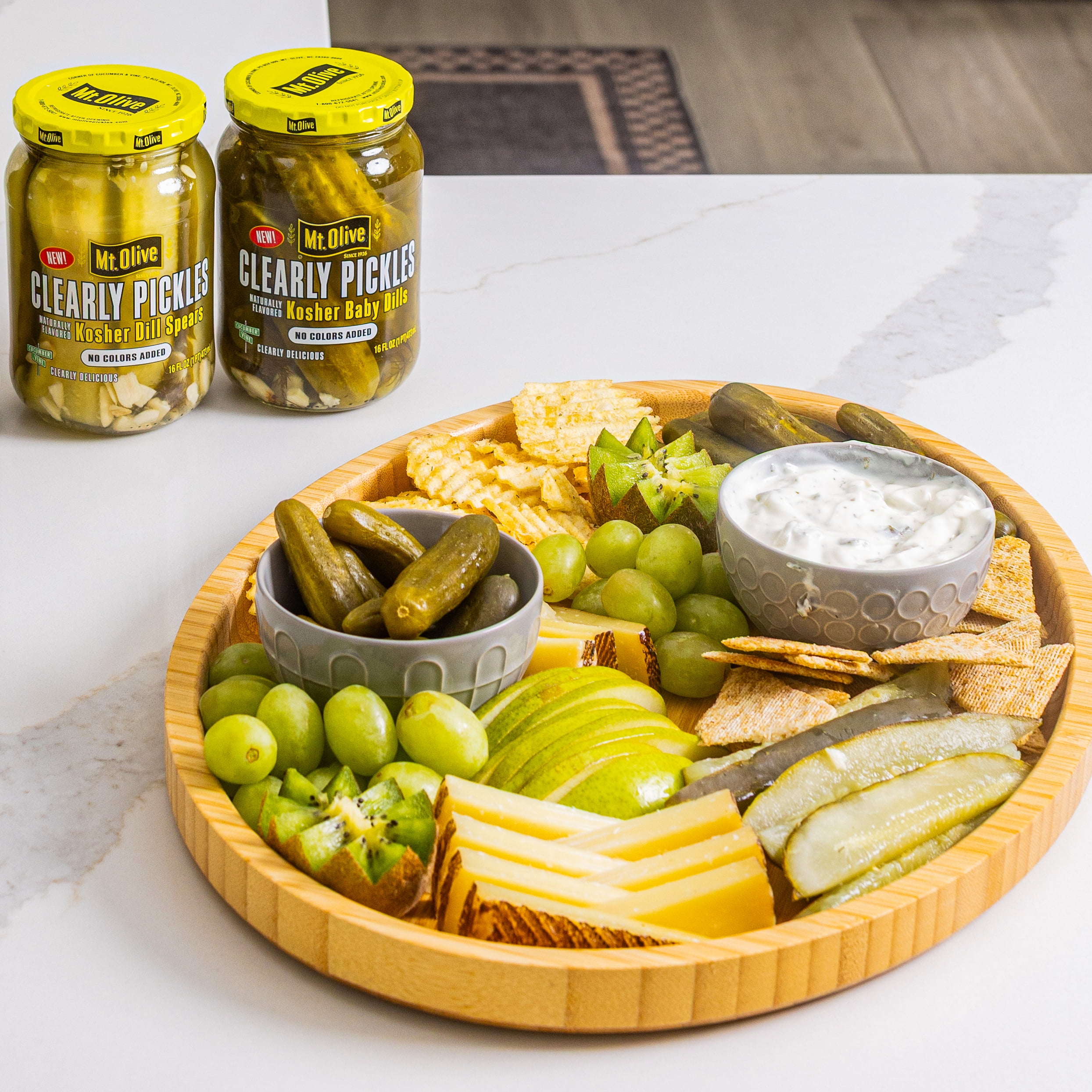 Mt. Olive Clearly Pickles Kosher Dill Spears, 16 fl oz Jar – Naturally Flavored Dill Pickle Spears, No Artificial Dyes