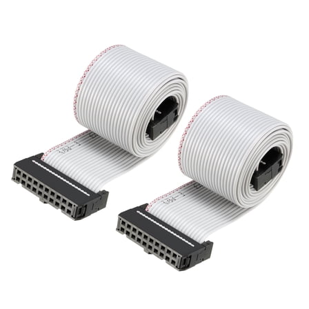 IDC 20P Wire Flat Gray Ribbon Cable 66cm 2.54mm Pitch 2pcs