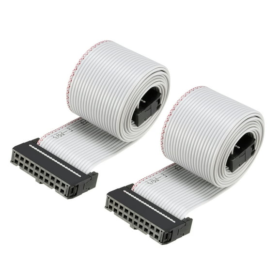 IDC 20P Wire Flat Gray Ribbon Cable 66cm 2.54mm Pitch 2pcs
