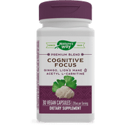 Nature's Way Cognitive Focus, Gingko, Lion's Mane & Acetyl L-Carnitine, 30 Capsules
