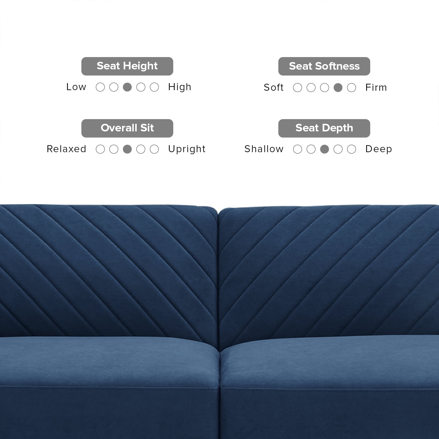 Mopio Chloe Futon Sofa Bed Convertible Sleeper Sofa with Tapered Legs Classic Blue
