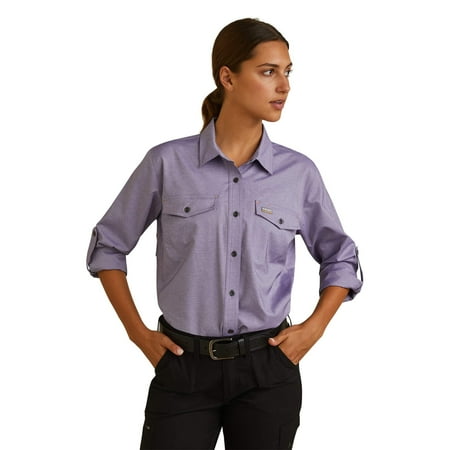 ARIAT Women's Rebar Made Tough Venttek DuraStretch Work Shirt, Corsican Blue Heather, Size Large