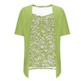 thumbnail image 6 of T-shirts for Women Plus Size Short Sleeve Square Collar Floral Printed Blouses Green M, 6 of 6
