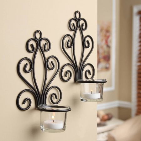 Mainstays Scroll Wall Sconce Candleholders Set Of 2 Com - Candle Holder Wall Sconce Set