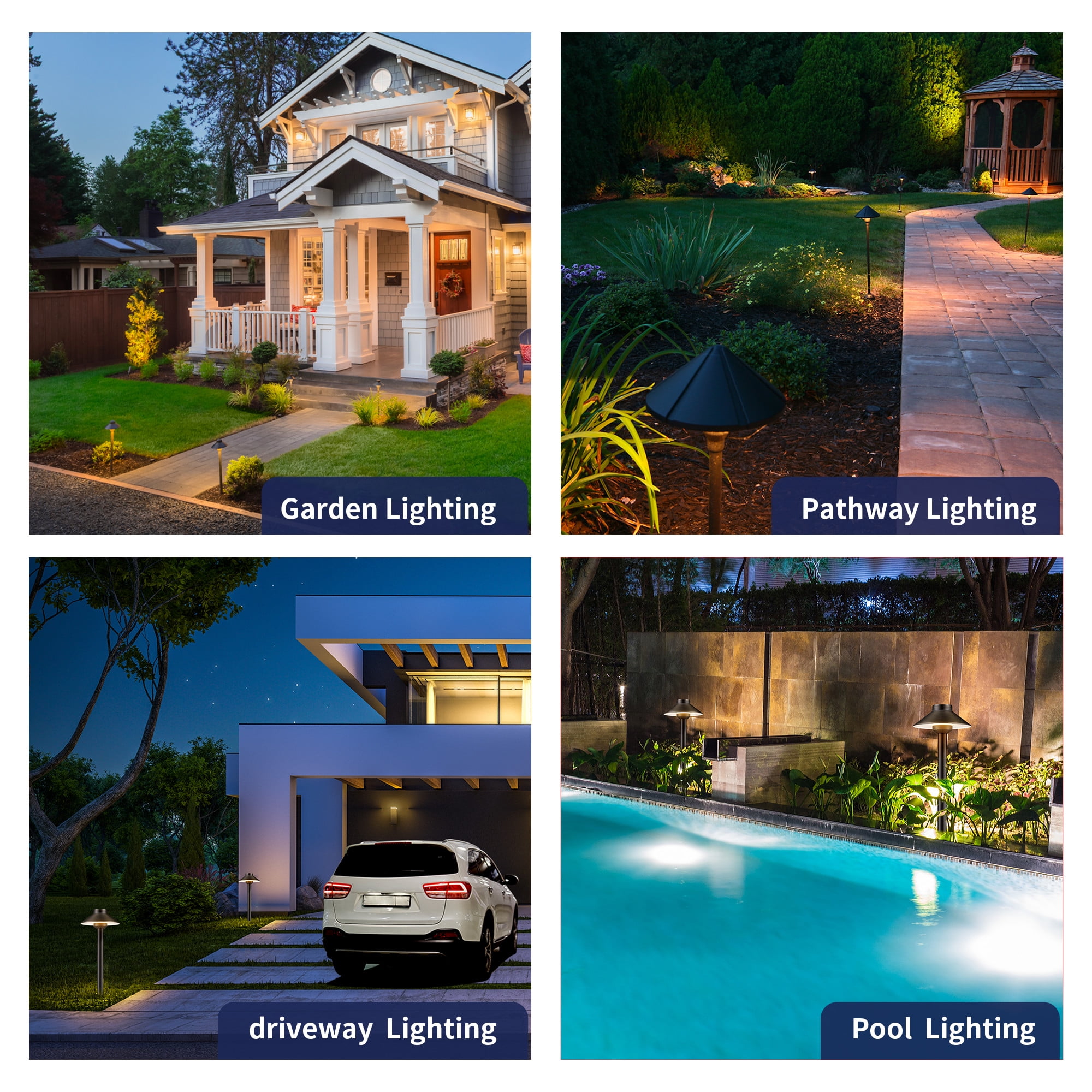 Gardenreet Brass Pathway Lights Black, Low Voltage LED Landscape Path Lights, 12V Outdoor Waterproof Landscape Lighting(Hat) for Walkway Driveway Garden Yard Without G4 Bulb(8 Pack)