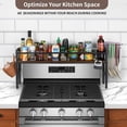 thumbnail image 3 of Spice Rack Shelf for Kitchen Stove Over the Stove Shelf with 4 Hooks Extra Storage Countertop Rustic Wood Solid Metal Commbined Stove Shelf for Storage Seasoning Easy to Assemble, 3 of 7
