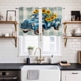 thumbnail image 2 of Blue Truck Yellow Sunflower Kitchen Curtains Small Short 39 Inch Length, Summer Teal Plaid Vintage Grommet Top Bedroom Living Room Curtains, Light Filtering Cafe Curtain Drapes 2 Panels Set 55''x39'', 2 of 9