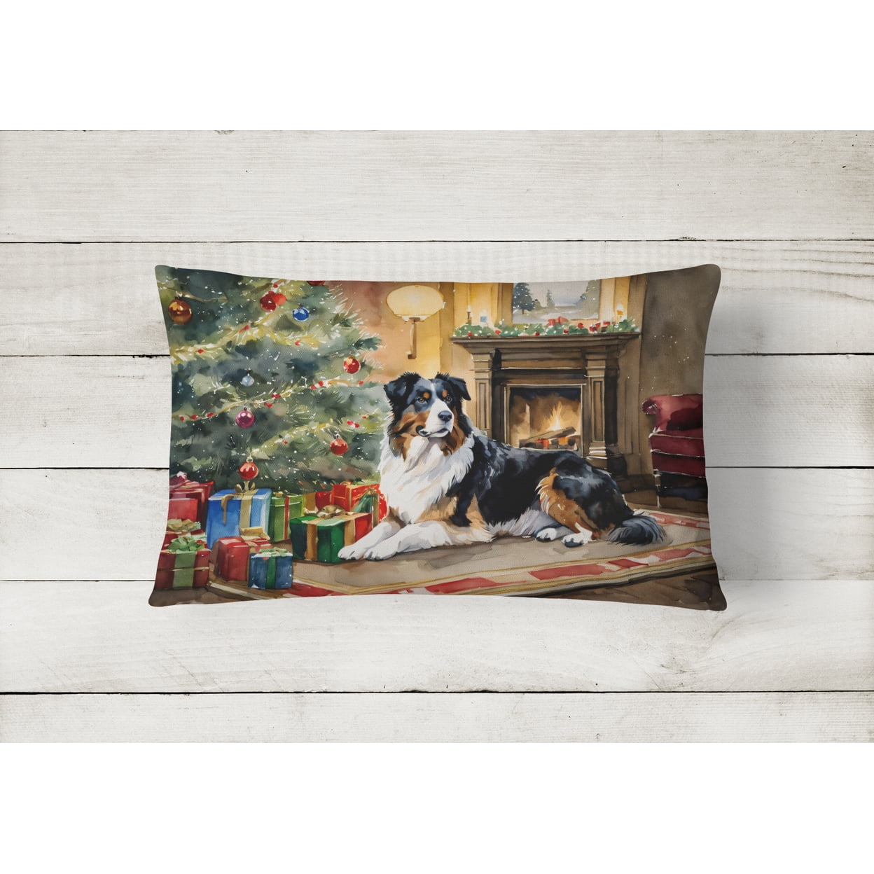 Australian Shepherd Cozy Christmas Throw Pillow 12 in x 16 in