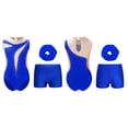 thumbnail image 3 of YiZYiF Girls Dance Figure Skating Performance Costume Gymnastic Ballet Leotard+Shorts+Headwear Set Blue 14, 3 of 6
