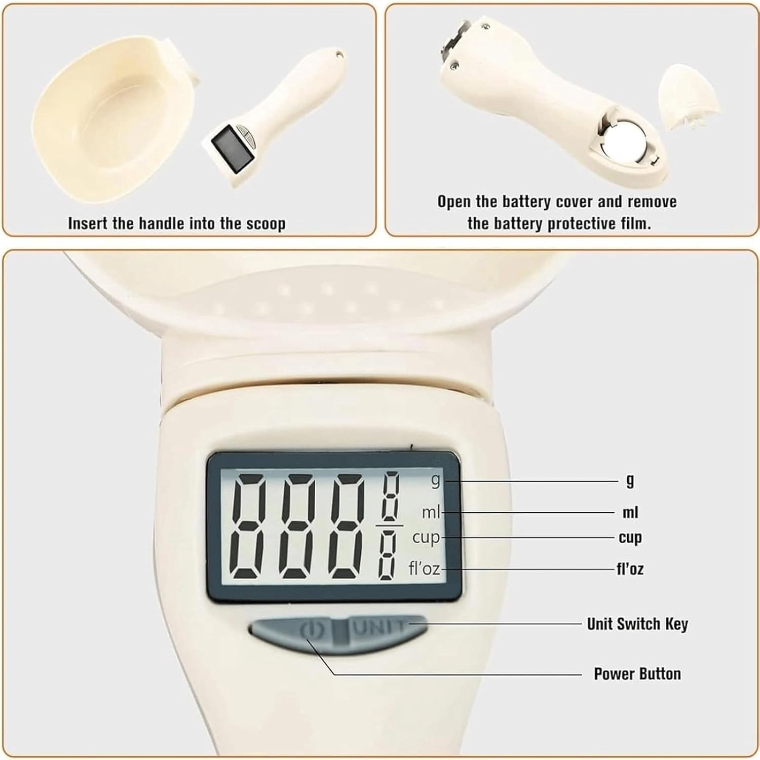 Electronic Measuring Cup with Touch Screen, Easy-Clean Food Scale for Portion Control, Perfect for Diet Tracking, Baking, Coffee, and Pet Food Preparation.