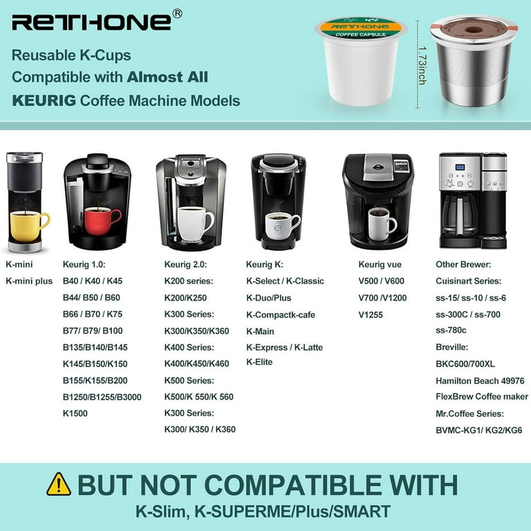 K Cup Reusable Coffee Pods Stainless Steel for Keurig 1.0 2 Seal in Freshness and Save Money Compatible with K Classic K Elite K Latte K Cafe K Select K Compact K Cup Reusable