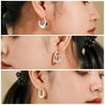 thumbnail image 4 of JeenMata Juego de 3 Pares de Pendientes de Moda para Mujer en Baño de Oro Blanco, Pendientes de Aro, Pendientes Hipoalergénicos, Colgantes y Gruesos, Regalo de Joyería para Mujer, 4 of 5
