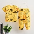thumbnail image 2 of Xudanell Toddler Boys Pajamas Kids Dinosaur Summer PJS Monster Truck Boy Tractor Jammies Hockey Short Sets 2-7 Years (Light Yellow, 12-18 Months), 2 of 7