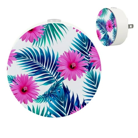 

YZUOUZY Night Light Nightlight Small Bedside Lamps Set of 2 Jungle Palm Leaves Hibiscus