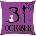 thumbnail image 5 of Purple Halloween Linen Pillow Covers Pumpkin Bat Spider Decorative Throw Pillow Cover Holiday Cushion Case for Sofa Couch, Set of 4, 18x18 inch, 5 of 5