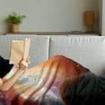 thumbnail image 3 of Space Soft Flannel Fleece Throw Blanket, Dust Cloud Nebula Stars in Solar System Scene with Planet Earth Pluto and Neptune, Cozy Plush for Indoor and Outdoor Use, 60" x 80", Orange Blue, by Ambesonne, 3 of 5