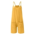 thumbnail image 3 of Lisingtool Womens Overalls Womens Summer Casual Sleeveless Rompers Loose Spaghetti Strap Shorts Jumpsuit with Pockets Jumpsuits for Women Dressy Yellow, 3 of 4