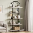 thumbnail image 1 of 71 pulgada arched 5 niveles estante: abiertos plant stand con metal frame, freestanding para exposición rack para dormitorio, sala de estar, oficina en casa, bathroom (negra & graphite gray), 1 of 9