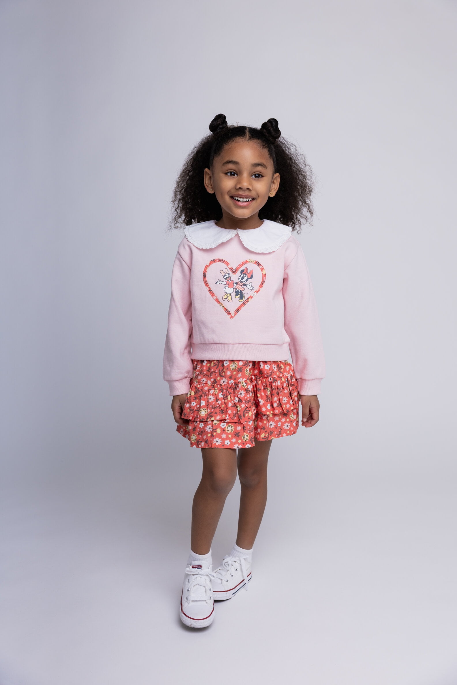 Disney Daisy Duck Minnie Mouse Floral Fleece Sweatshirt and Skirt Outfit Set Toddler to Big Kid