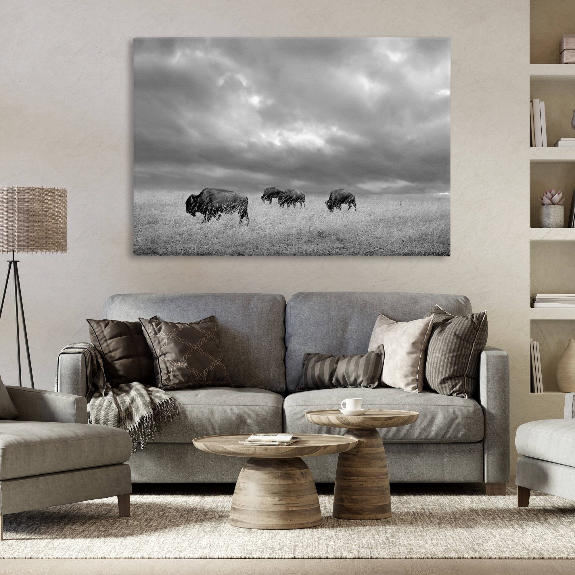 Stupell Industries Bisons Under an Autumn Sky Canvas Wall Art, design by Steve Toole