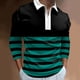 thumbnail image 3 of Camisas Para Hombre Manga Larga Camiseta de manga larga con estampado Digital 3D y cremallera de solapa suelta a la para hombre (Green, L), 3 of 4