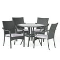 thumbnail image 2 of Outdoor Rattan Dining Set With 4 Chairs Grey Weather Resistant Patio Furniture For Small Space Backyard And Balcony Use, 2 of 9
