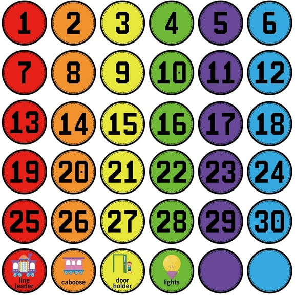 Line up Spots for Classroom 36Pcs 4in/10cm Floor Numbers Stickers 1-30 Dots Colorful Numbered Markers Decal for Teacher Back to School Preschool Kindergarten Elementary Supplies Plastic