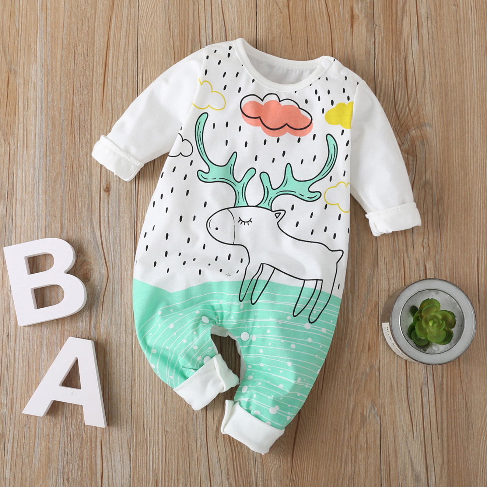 Baby Girl Boy Clothes Animals Cartoon Bodysuit Romper Jumpsuit Outfits Baby One Piece Long Sleeve 